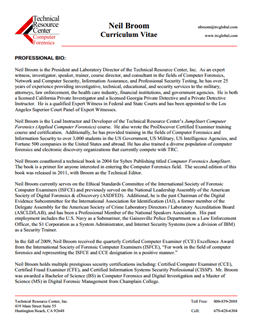 CV for Neil Broom Expert Witness in Computer Forensics Investigations in Vermont